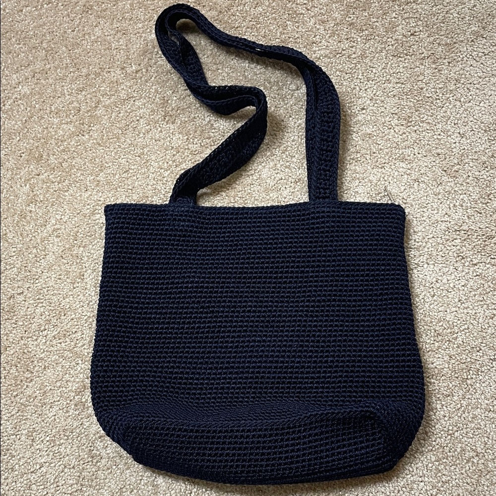 The Sak Navy Crochet Shoulder Bag